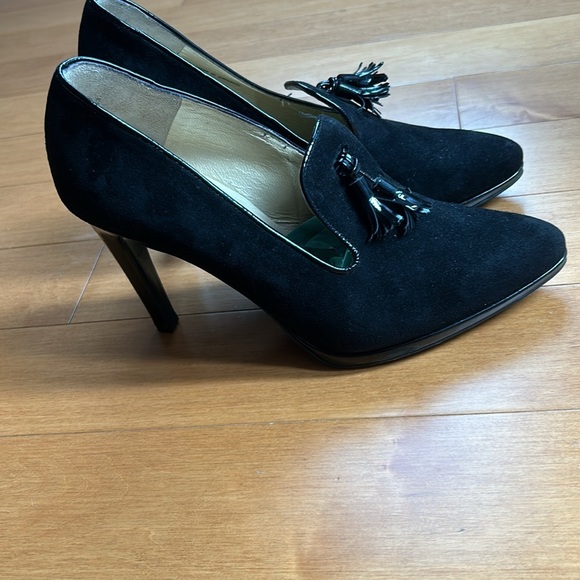 Peter Kaiser Holm High Front Court Black Suede Heels with Tassels Size 9 - Picture 4 of 16